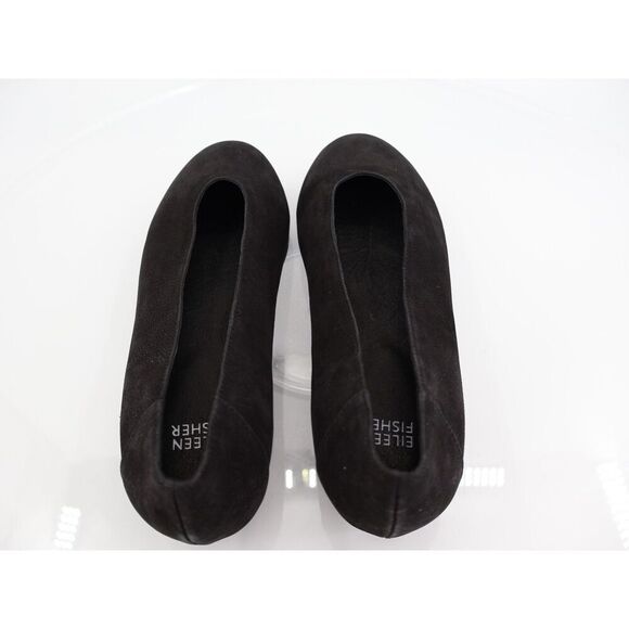 Eileen Fisher Womens Una Hidden Wedge Ballet Flats Size 8 Black Suede Round Toe - Picture 5 of 8